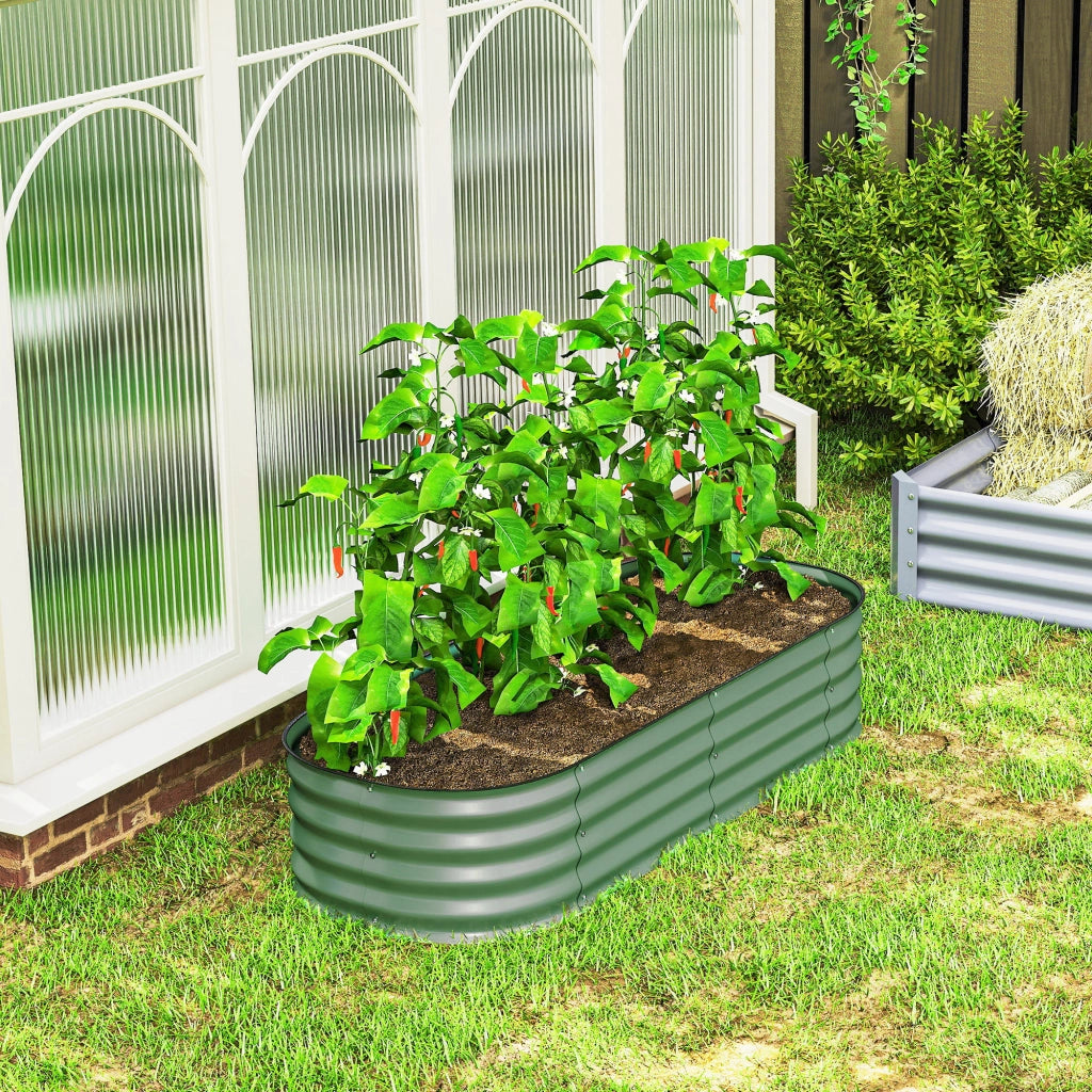 Fioriera rialzata modulare giardino ¨C Xylo ¨C acciaio verde 150x62x30 cm