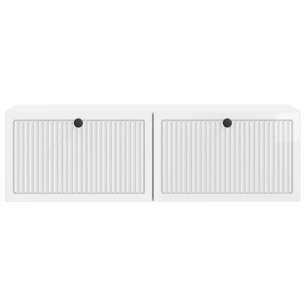 Mobile Porta TV da Muro Bianco Lucido 98 x 31 x 30 cm 898049
