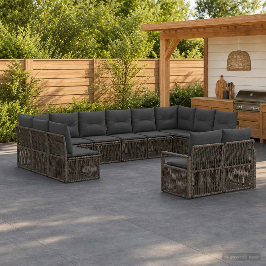 Set Divano da Giardino 12 pz Grigio polyrattan 3435857