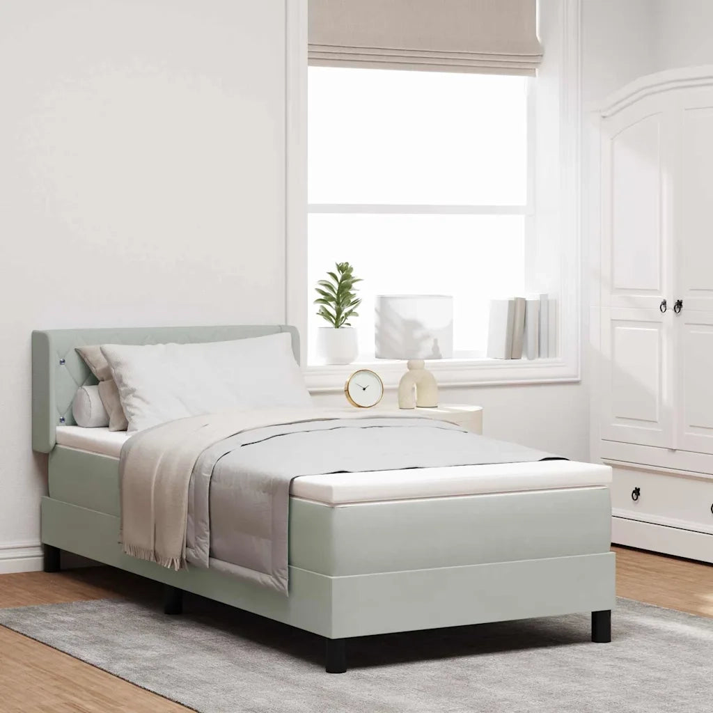 Letto a molle con testiera-Rete con Testiera Grigio chiaro 190 x 90 cm Poliestere 162341