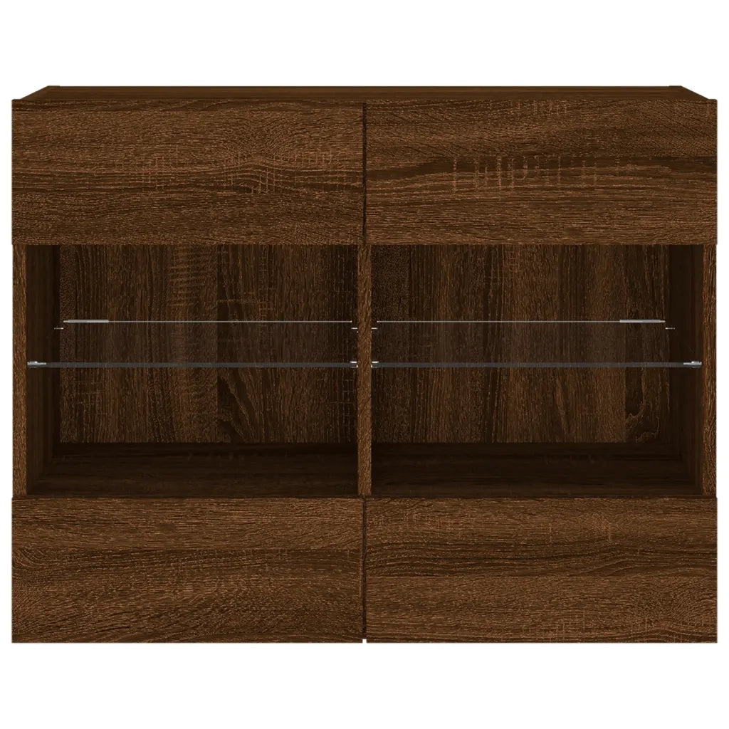 Mobile TV a Parete con Luci LED-Mobile TV a Muro Rovere Marrone 78,5x30x60,5 cm