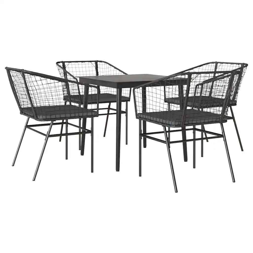 Set da Pranzo da Giardino con Cuscini 5 pz Polyrattan Vetro 3334500
