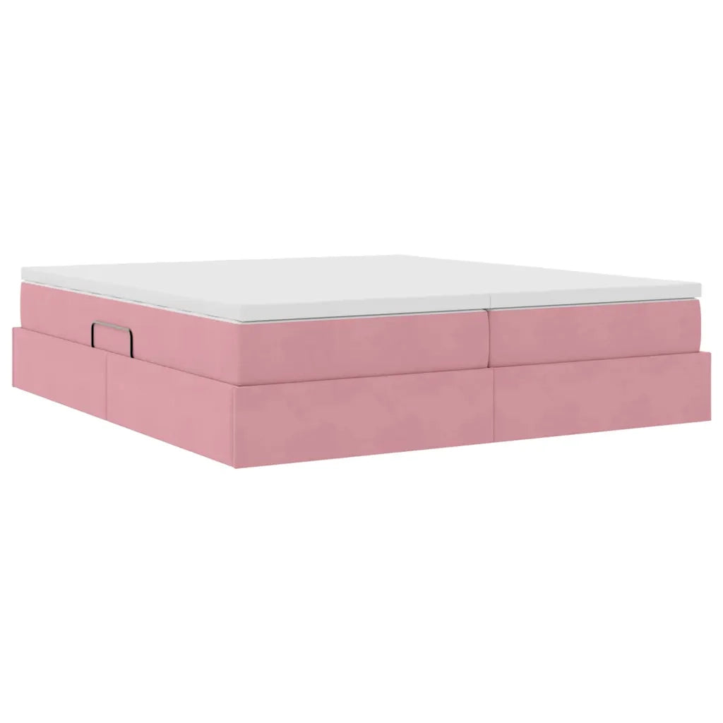Letto con contenitore e materasso Rosa 180 x 200 cm Velluto 3370366