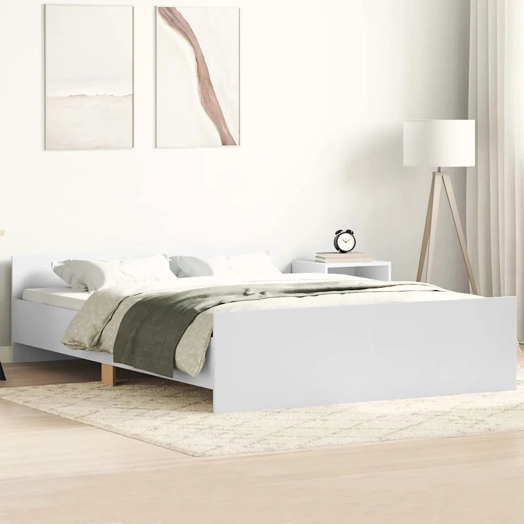 Giroletto con Testiera e Pediera-Struttura Letto Bianco 135x190 cm