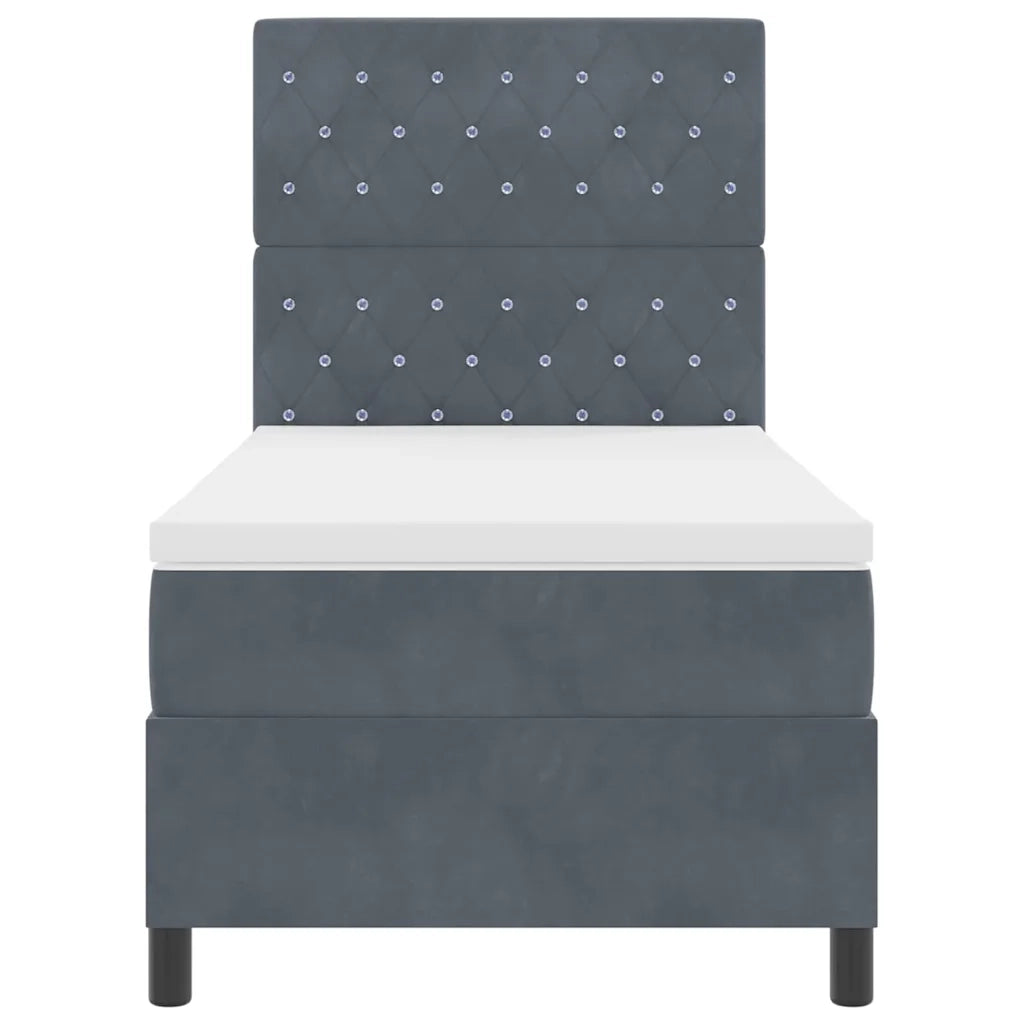 Letto a Sorgente LED Grigio scuro 100 x 200 cm Tessuto