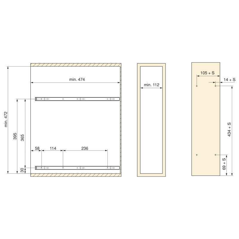Portaposate Optima Vertex/Concept, profondità 500 mm, spessore 16 mm, modulo 800 mm, Tecnoplastica, Grigio antracite