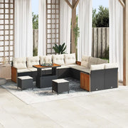 Set Divano da Giardino 17 pcs Nero e Crema polyrattan