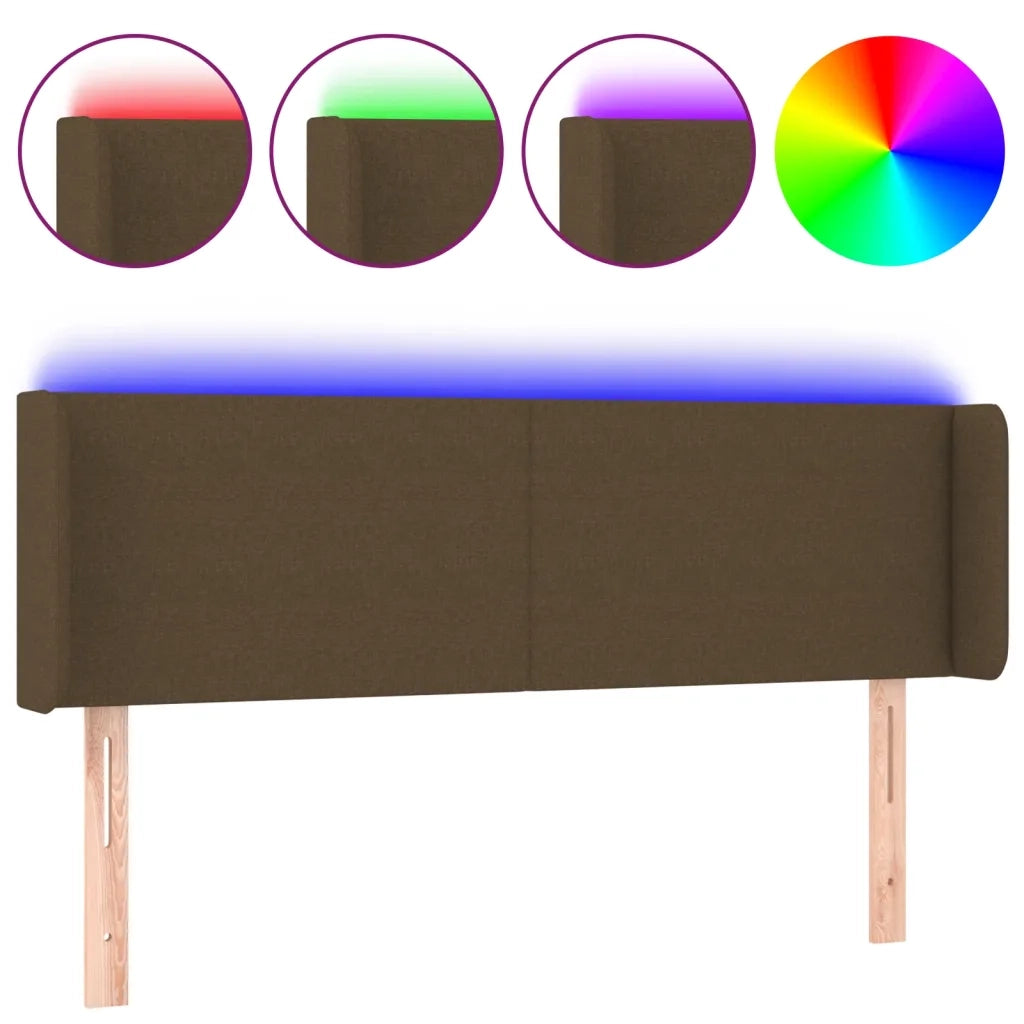 Testiera a LED Marrone Scuro 147x16x78/88 cm in Tessuto 3122957