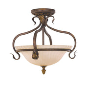 Lampada a Soffitto 3 Luci Rama In Acciaio Nero A Bracci E Sfere In Vetro Opalino