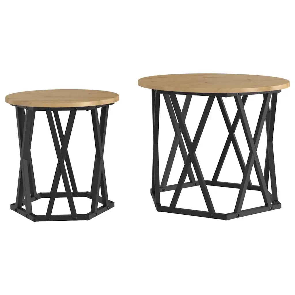 Tavolo laterale 2 pcs Rovere artigianale 868248