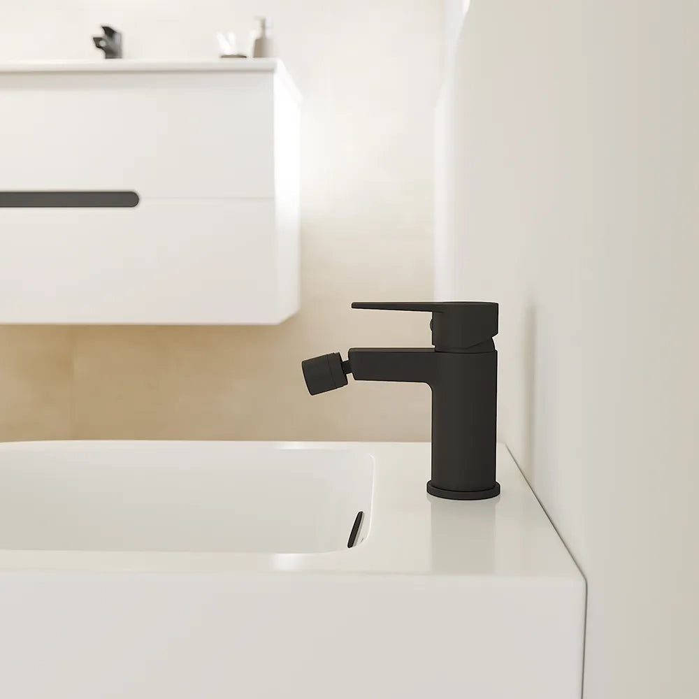 Set miscelatori: lavabo alto bidet senza scarico ed esterno doccia nero opaco | Jane