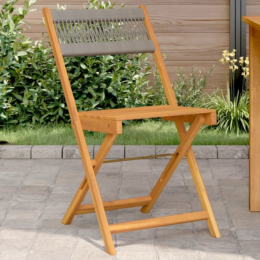 Sedie Bistr¨° 2 pz | Sedie da Esterno Grigie in Legno Massello di Acacia e Corda