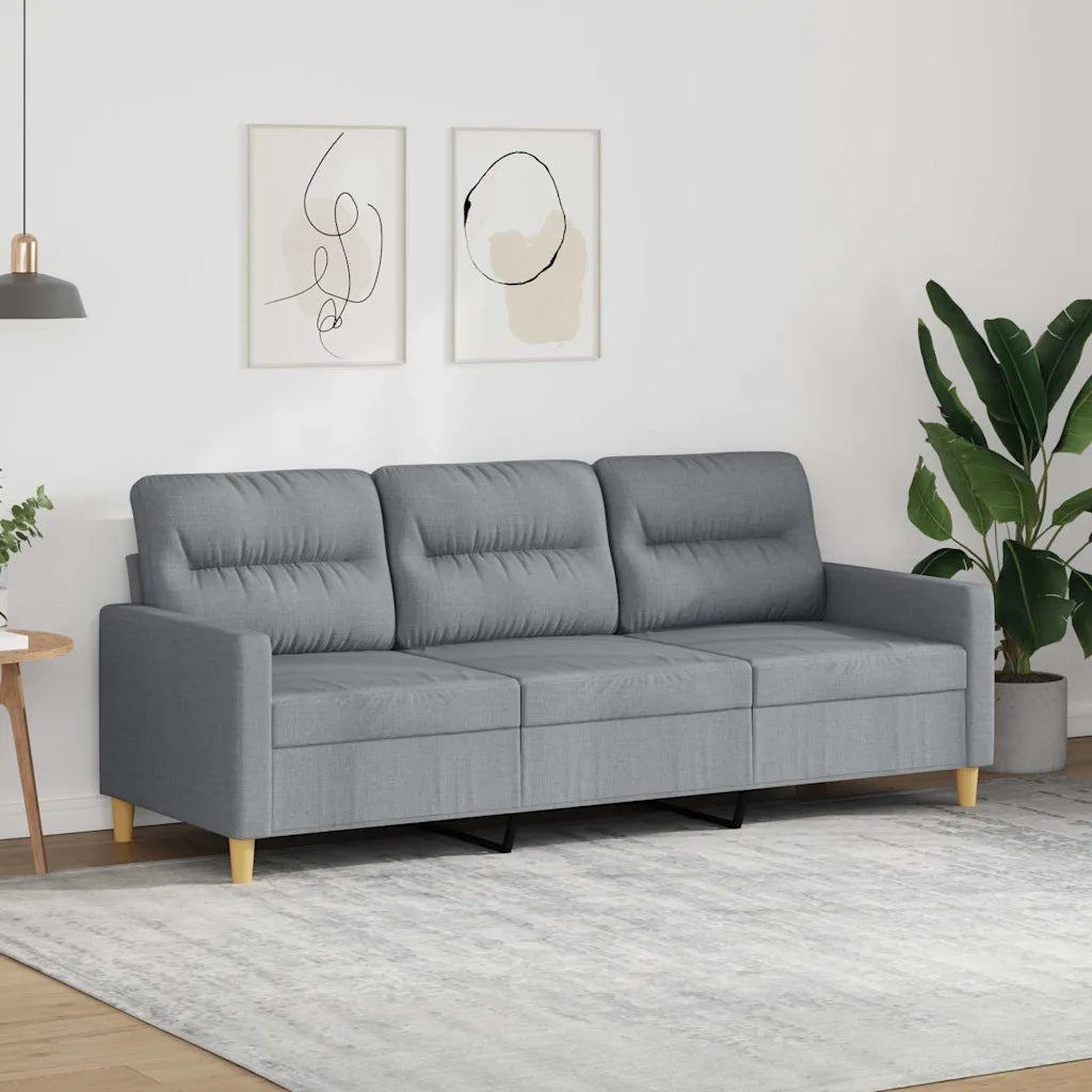 Divano a 3 Posti Grigio Chiaro 180 cm in Tessuto 359243