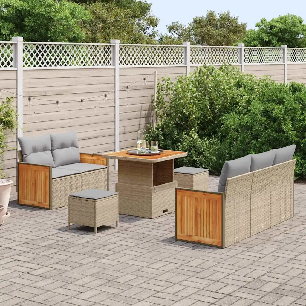 Set Divano da Giardino 10 pcs Beige e Grigio Chiaro polyrattan