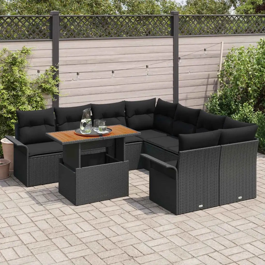 Set Divano da Giardino con cuscino Nero