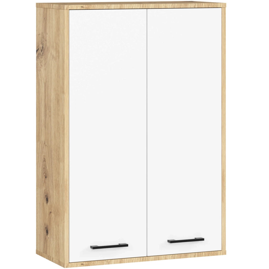 Mobile bagno sospeso AKORD FIN W64 H934 Quercia Artisan, Bianco 2 ante 64x94x30 cm