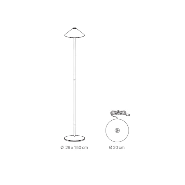 Zafferano Lampada da Terra Led Ricaricabile Pina XXL - 6W, IP65, Dimmer Touch, Testa Magnetica, Design Moderno per Interni ed Esterni - Oro