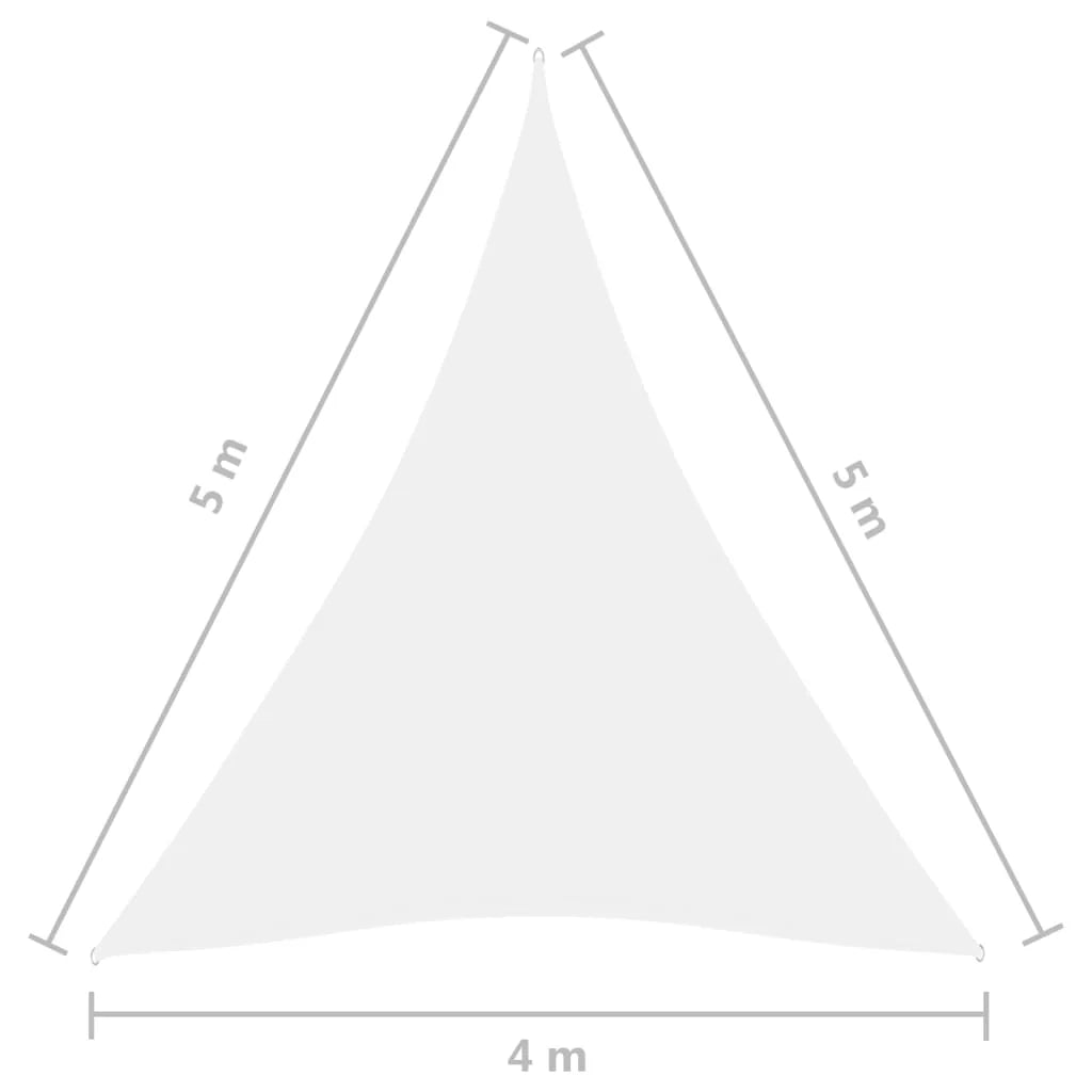 Vela ombreggiante triangolare in tessuto Oxford 4 x 5 x 5 m bianca 02_0009888