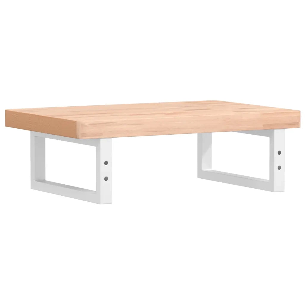 Ripiano a Parete per Lavabo in Acciaio e Massello di Faggio 3302360