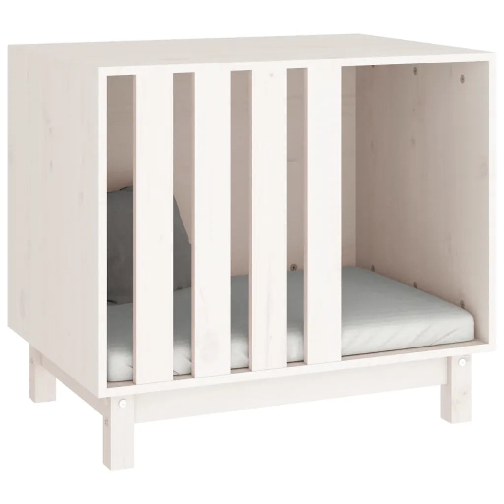 Casetta per Cani bianco 70x50x62 cm in Legno Massello di Pino 822482