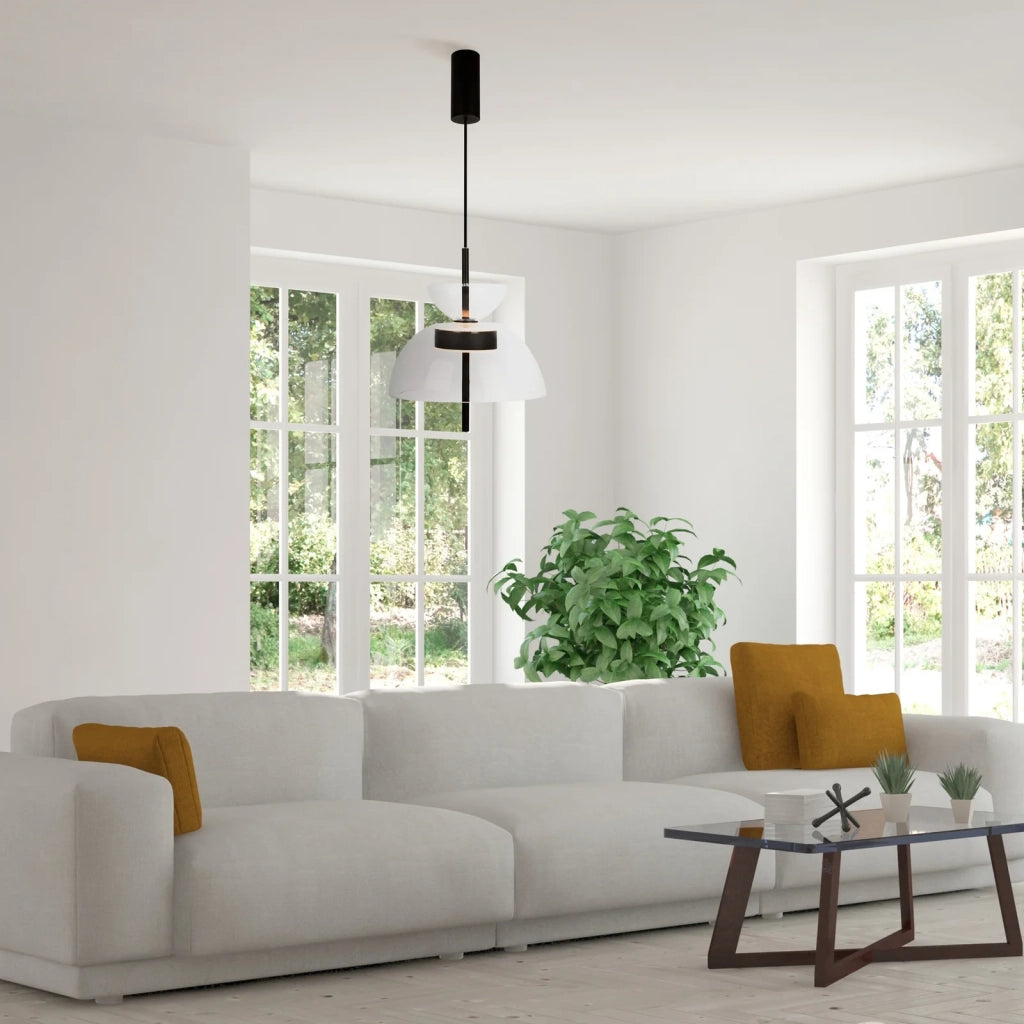 Maytoni Lampadario moderno Bangkok 1 luce LED integrato nero metallo trasparente vetro