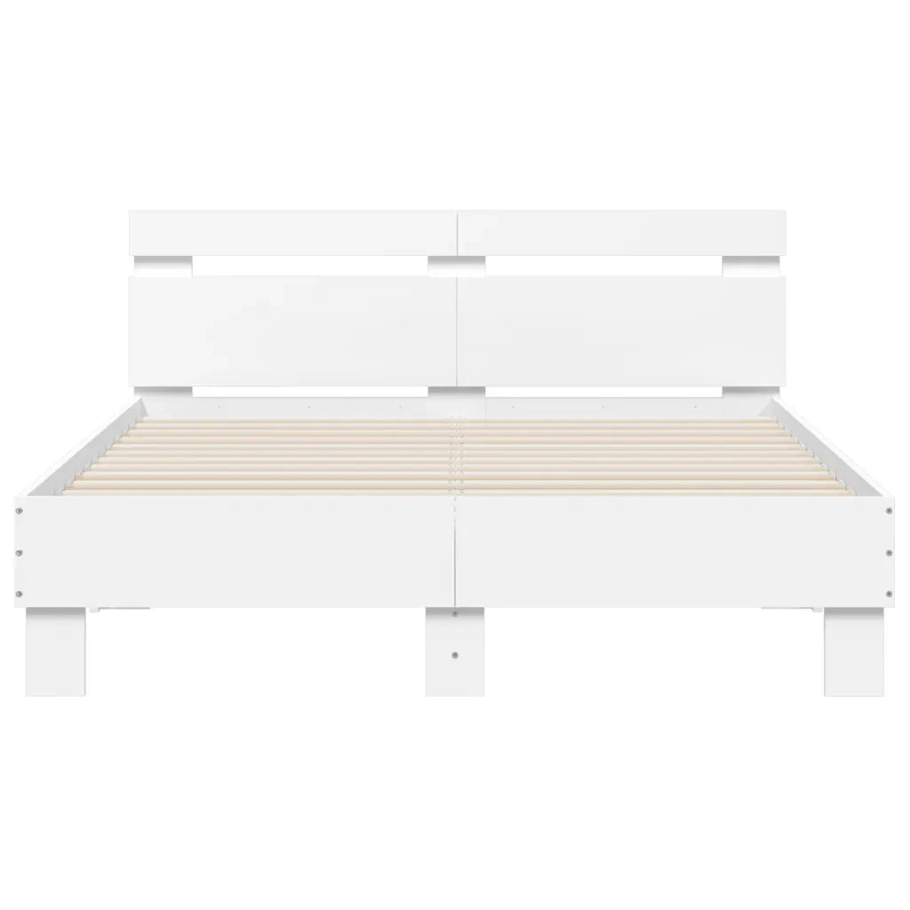 Letto matrimoniale | Letto per adulti | Giroletto con Testiera e LED Bianco 135x190 cm