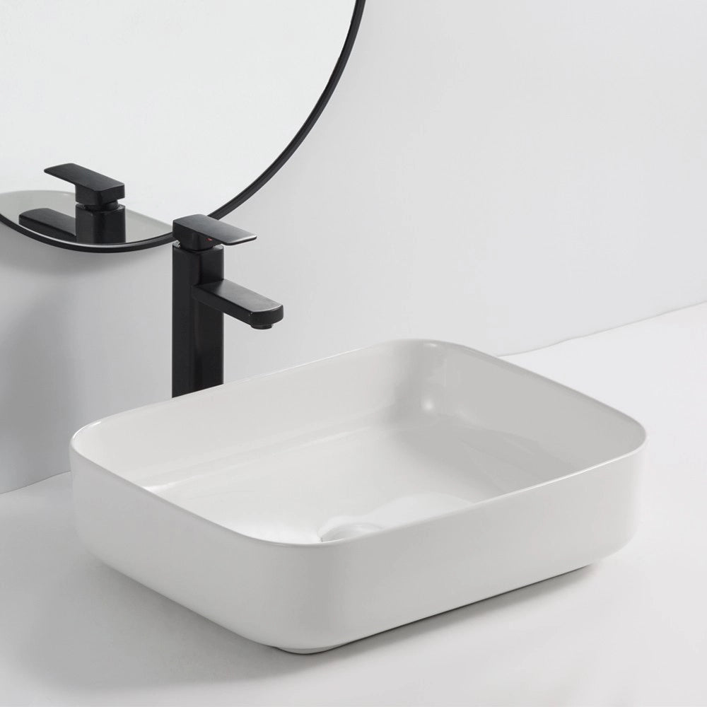 Lavabo da appoggio BOWL9391B in ceramica 50x39x13 cm. bianco