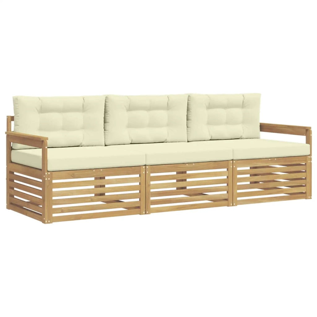 Set di divani da esterno 3 pz Bianco e Crema Poliestere 3389950