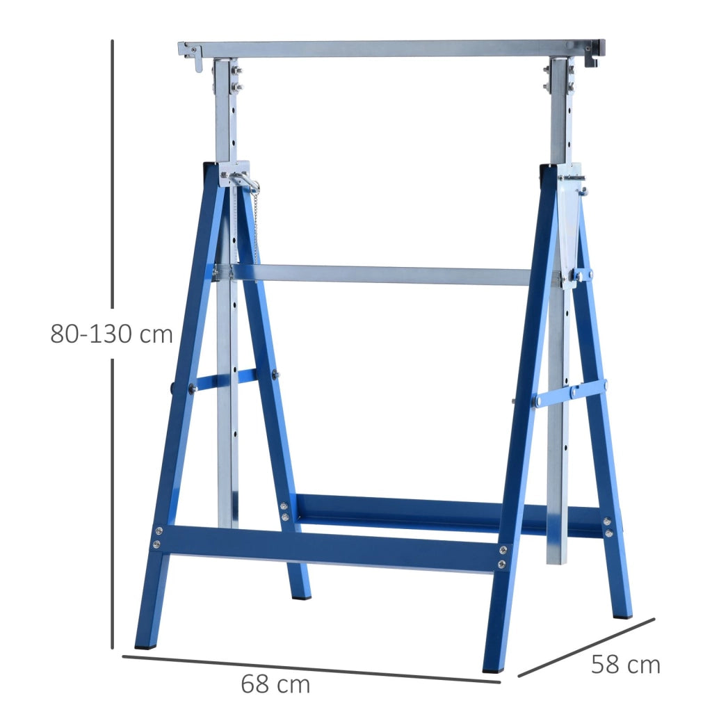 Tavolo da lavoro ¨C zephmum ¨C 68x58x80-130 cm pieghevole regolabile in altezza blu metallo