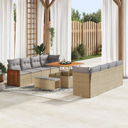 Set Divano da Giardino 12 pcs Beige e Grigio Chiaro polyrattan