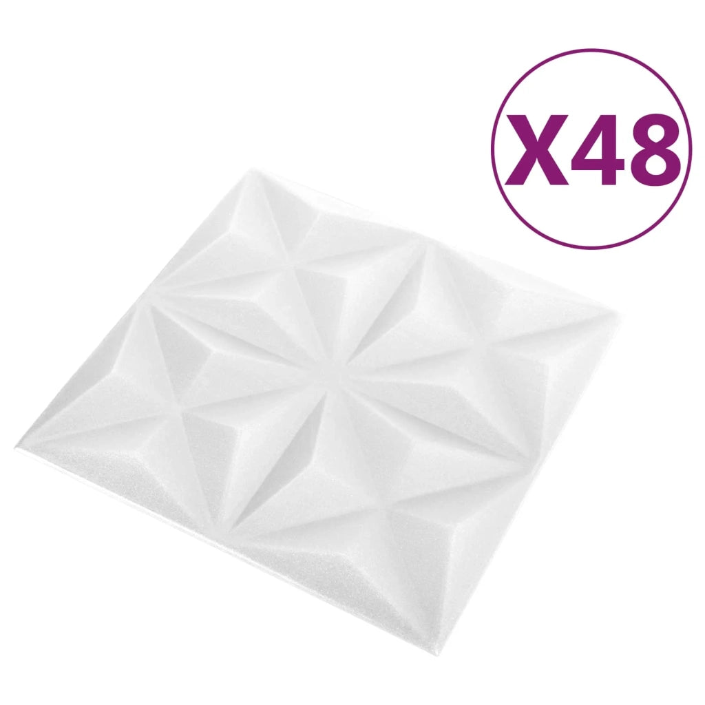 Pannelli da parete 48 pcs Bianco Origami 50 x 50 cm Schiuma XPS 42046023