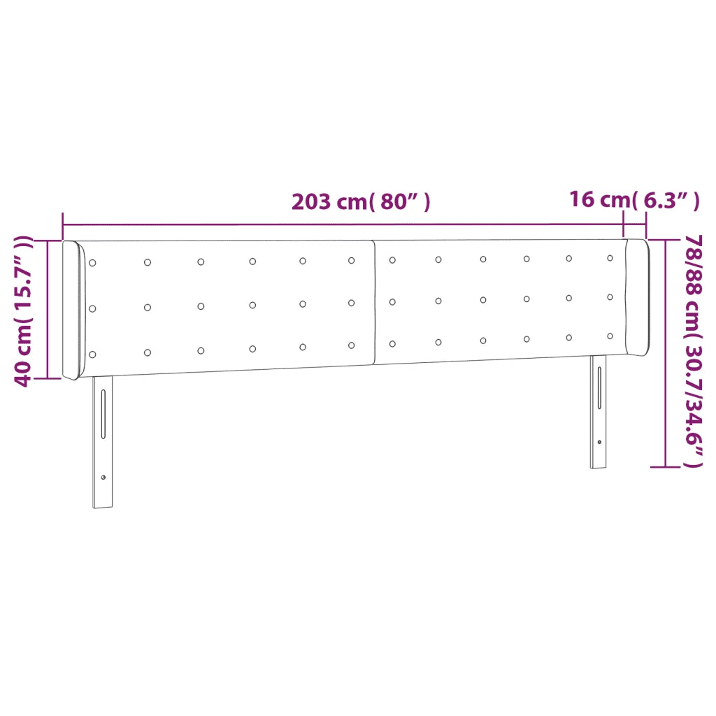 Testiera a LED Crema 203x16x78/88 cm in Similpelle 3123346