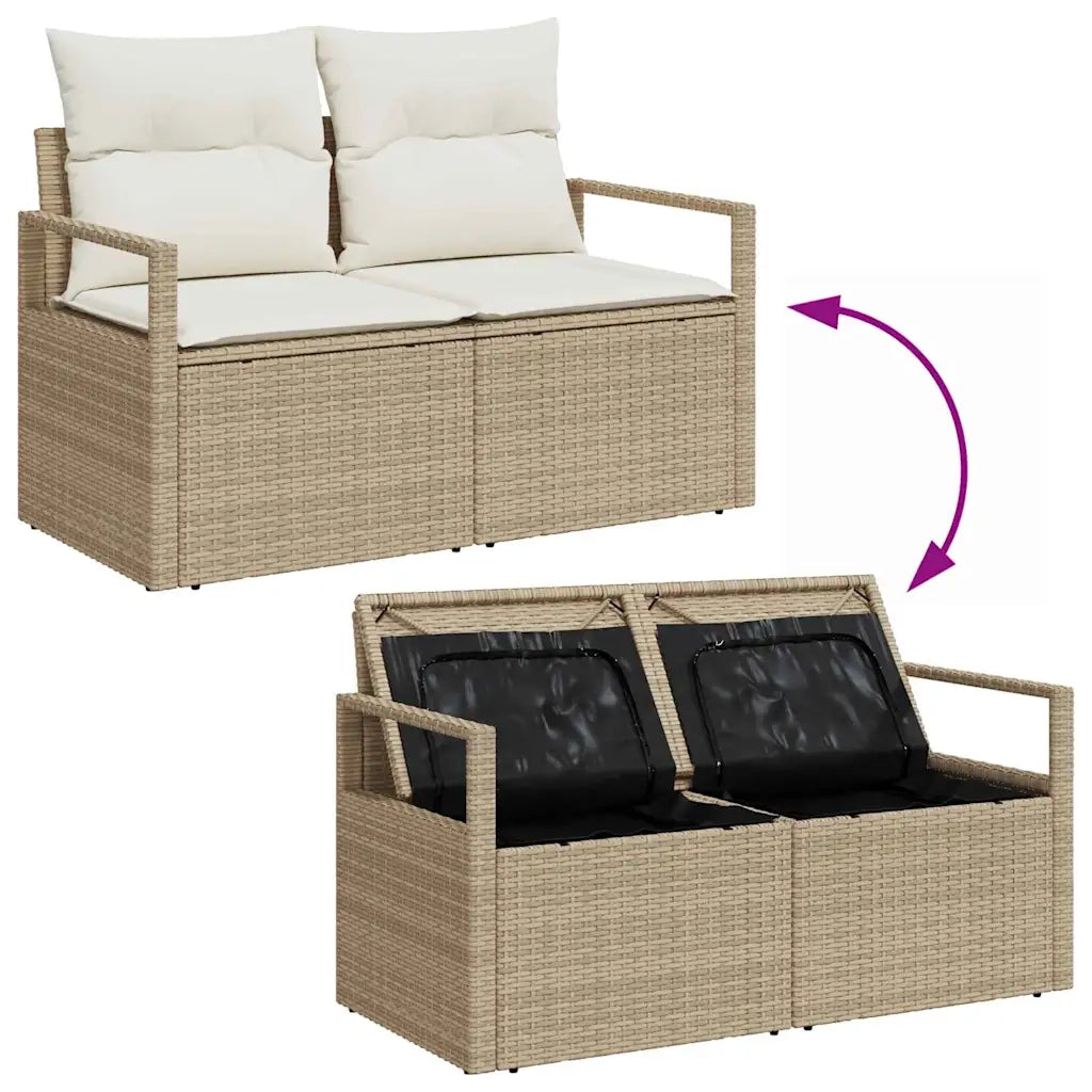 Set Divano da Giardino con cuscino 14 pcs Beige e Crema 3364541