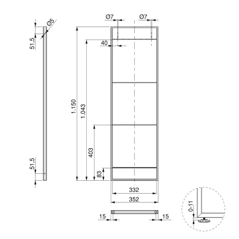 Kit di scaffali Lader con struttura e ripiani, altezza 1150 mm, Acciaio, Verniciato nero e Legno