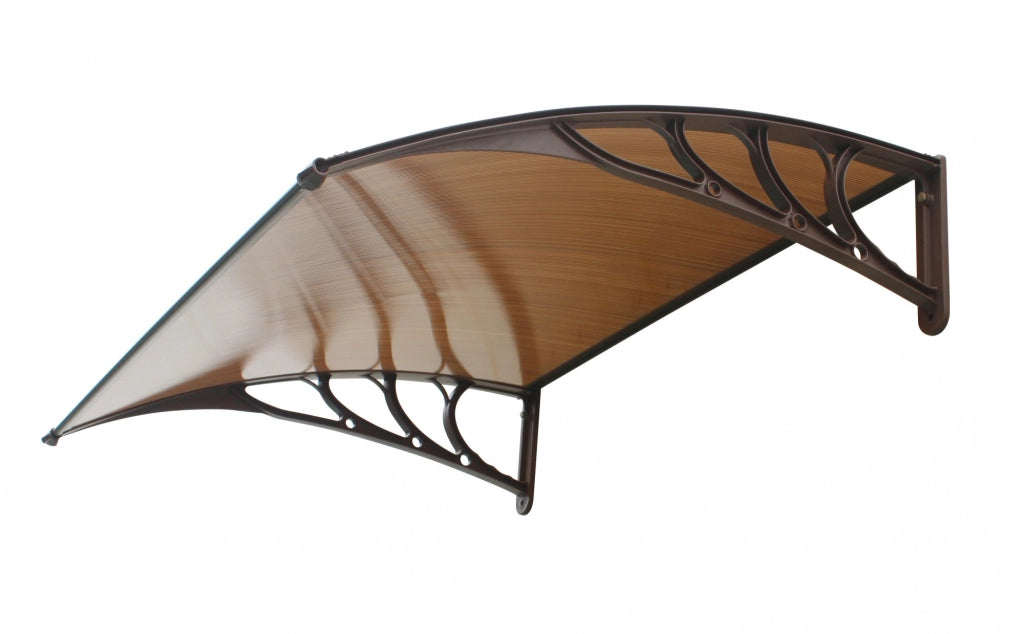 Pensilina tettoia, abs marrone, policarbonato alveolare fumè 120x100cm da esterno Fredi