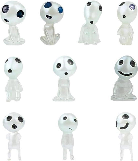 Set decorativo illuminato per interni ed esterni - 10 pezzi - design "Heldere Geest" - "Mononoke" - micro paesaggio - accessori da giardino con illuminazione