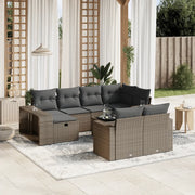 Set Divani da Giardino 11 pz con Cuscini in Polyrattan Grigio