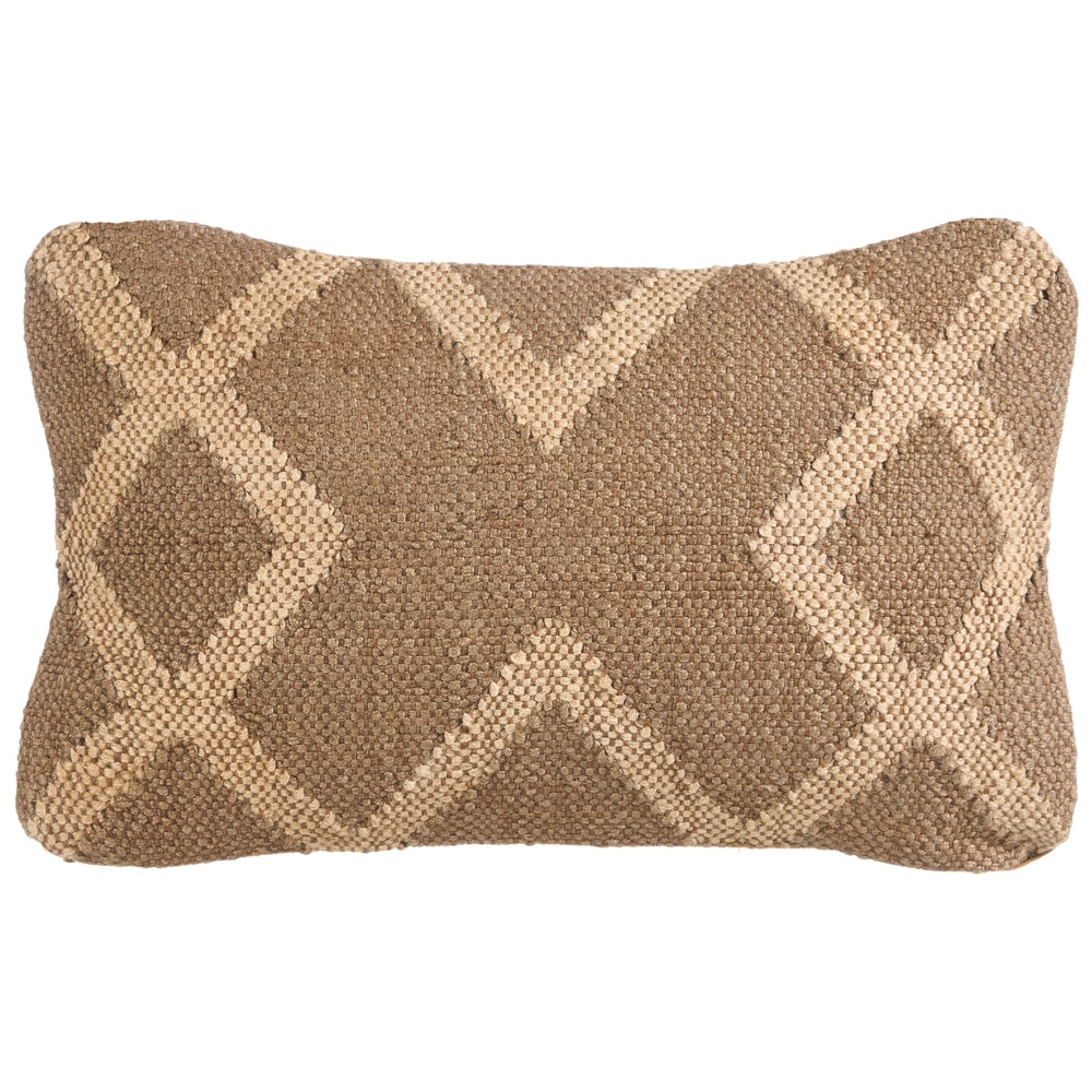 Set di 2 cuscini in iuta e lana marrone chiaro e beige motivo geometrico 30 x 50 cm camera da letto soggiorno