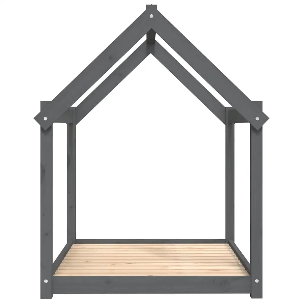 Cuccia per Cani Grigia 111x80x100 cm in Legno Massello di Pino CFW5655478