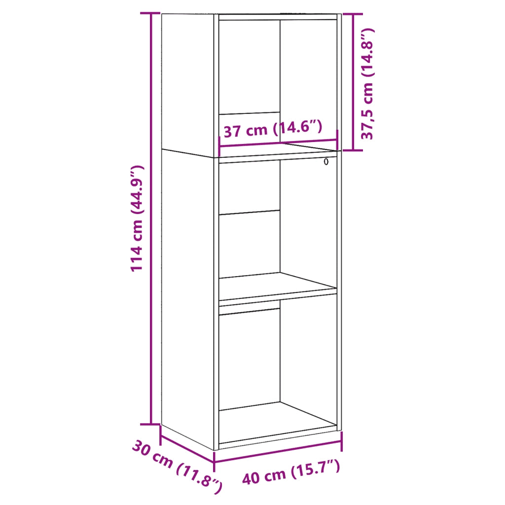 Libreria-Scaffale per Libri-Mobile di Stoccaggio Grigio Sonoma 40x30x114 cm in Legno Multistrato