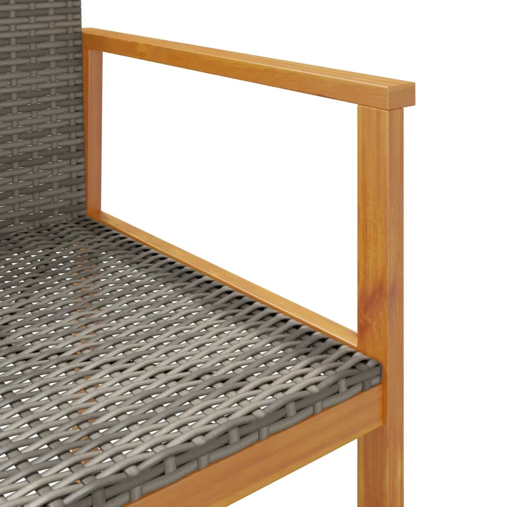 Sedie da Giardino 2 pz | Sedie da Esterno Grigie in Polyrattan e Legno Massello