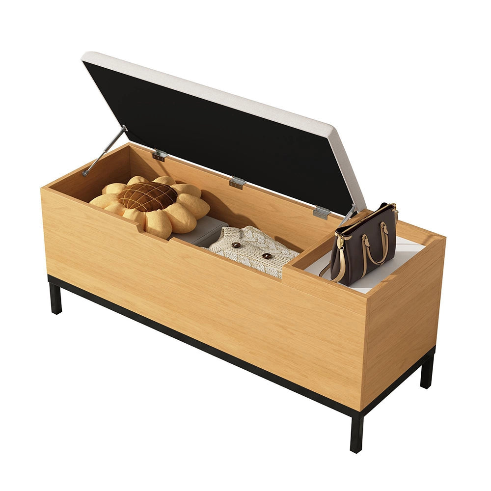 Panca Ingresso 115x49.5x40cm - Xylo - con Seduta e Contenitore, Colore Naturale