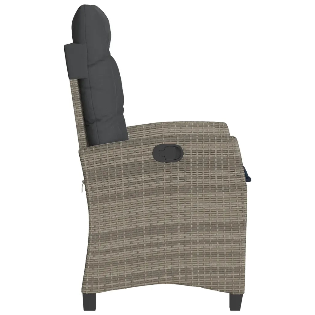 Sedie da Giardino Reclinabili 2 pz | Sedie da Esterno e Cuscini Grigio Polyrattan
