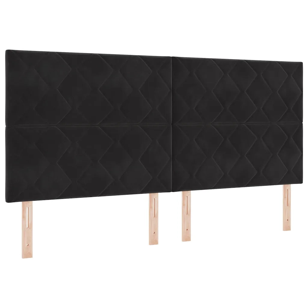 Letto a molle con materasso con led Nero 200 x 200 cm Velluto