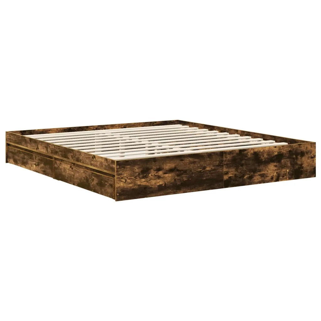 Letto con Contenitore con testiera-Struttura Letto con contenitore Rovere fum¨¦ 180 x 200 cm 480101
