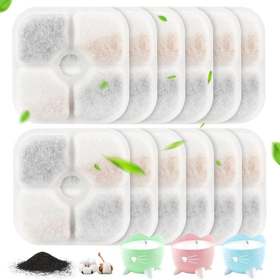 Filtro di fonte di acqua per gatti, pacchetto da 12 filtri, compatibile con fonti di acqua per gatti di 2,5L e per cani