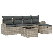 Set di divani con cuscino 6 pcs Grigio chiaro polyrattan