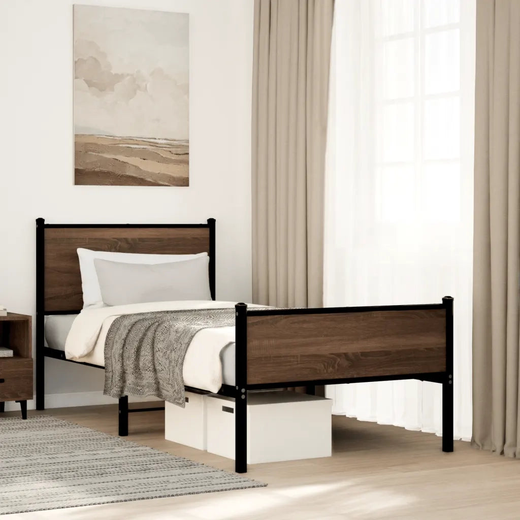 Giroletto senza Materasso-Struttura Letto in Metallo Rovere Marrone 80x200 cm 631791