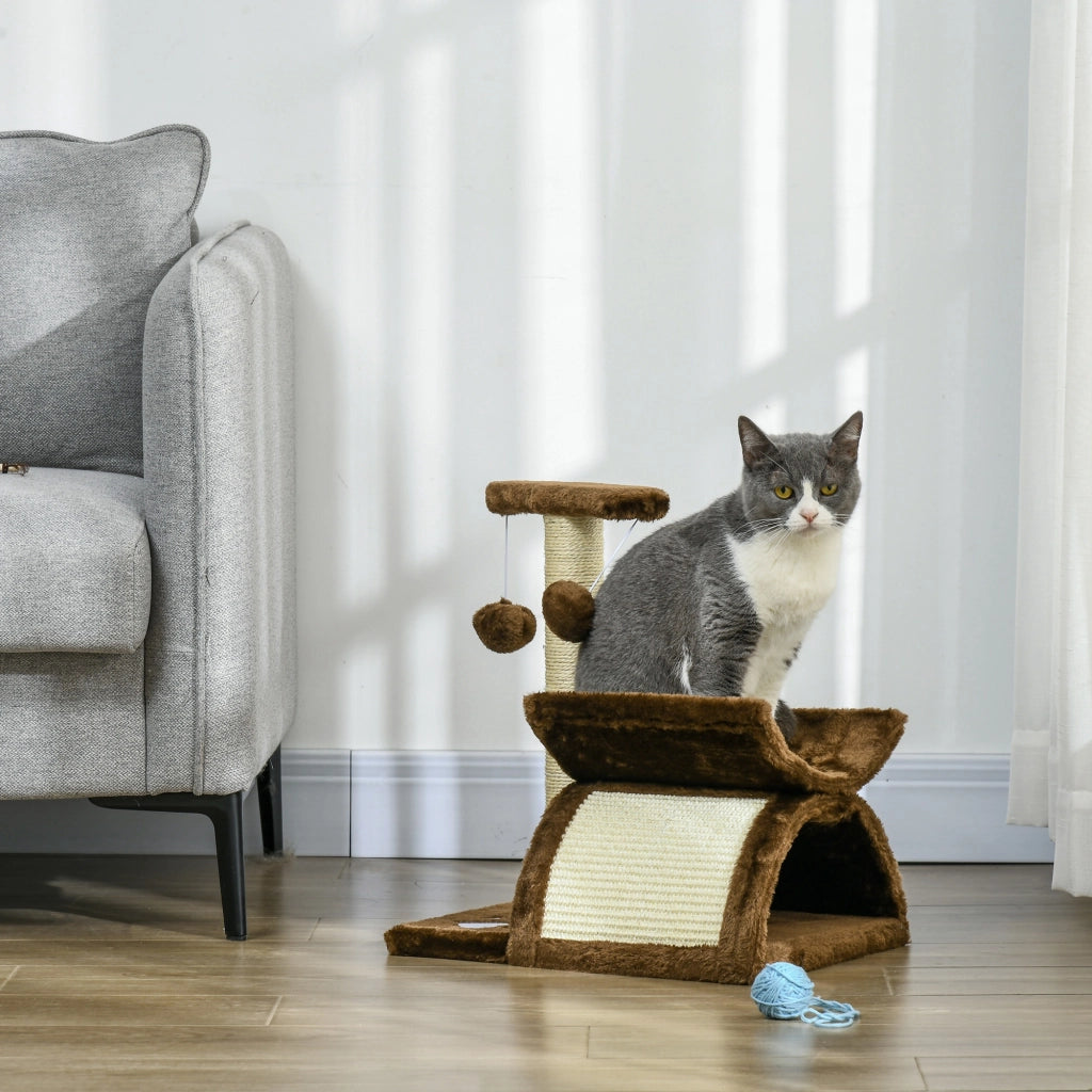 Albero per Gatti con Cuccia e Palline ¨C Zephmum ¨C Naturale Altezza 43cm