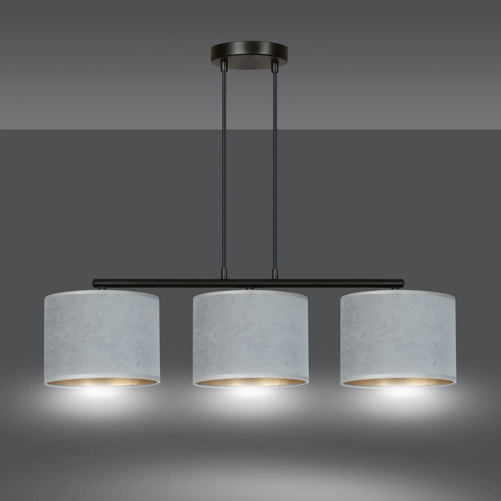 Emibig Hilde lampadario 3xE27 grigio oro nero dimmer